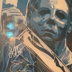 Halloween rare print signed by John Carpenter, Jamie Lee Curtis and Nick Castle